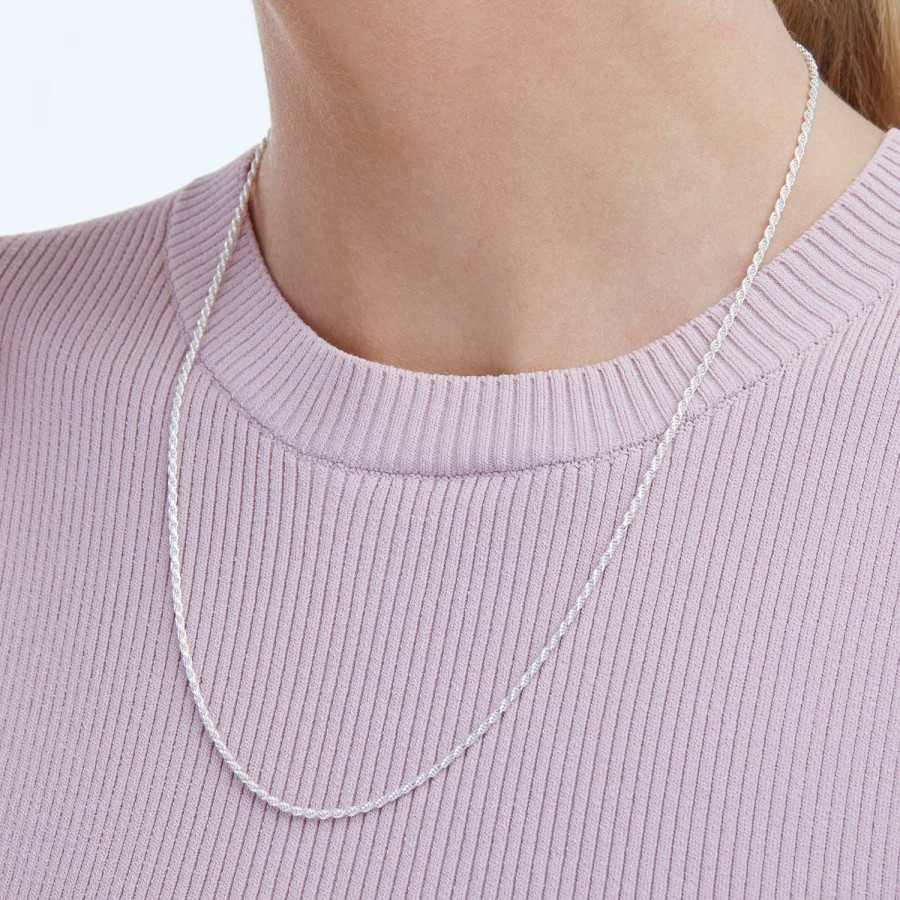 Necklaces | Amazon Essentials Amazon Essentials Sterling Silver Diamond Cut Rope Chain Necklace