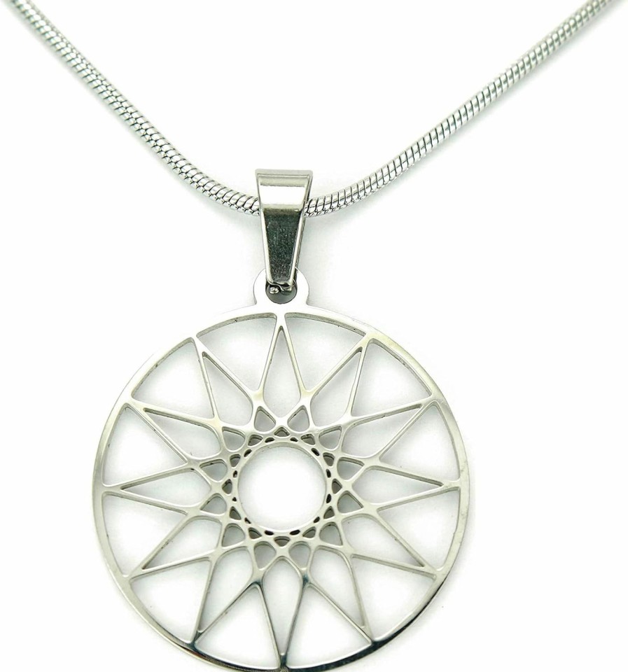 Necklaces | Ann Claridge Dodecagram Necklace, 20\" Snake Chain With 12 Point Star Charm Pendant Hellenic Greek Magic Twelve Symbol, Pure 304 Stainless Steel