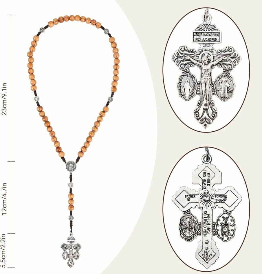 Necklaces | Brilucky Wooden Catholic Rosary Beads For Men Women,Pardon Crucifix Rosary With St Benedict And Milagrosa Medal,Cruz Del Perdon Catolica,Crucifijo Del Perdon,Rosarios Catolicos Regalos Para Hombre Mujer