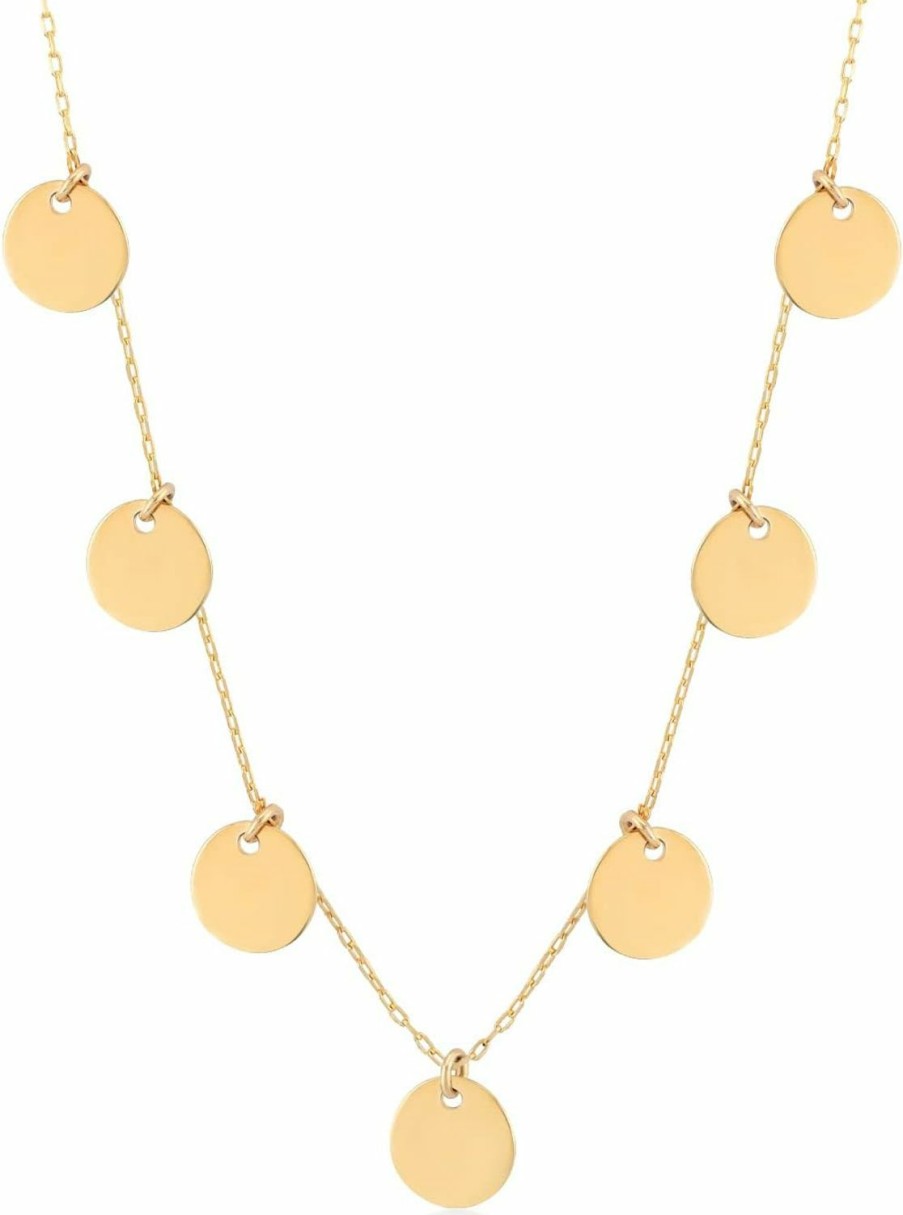 Necklaces | GELIN Gelin Disc Station Necklace In 14K Solid Gold | 14K Yellow Gold Station Necklace For Women, 18\"