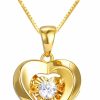 Necklaces | SISGEM Sisgem 18K Yellow Gold Heart Necklaces For Women, Real Gold Box Chain Love Pendant, Anniversary Jewelry For Wife, Birthday Present For Mother, Gifts For Her,18\"