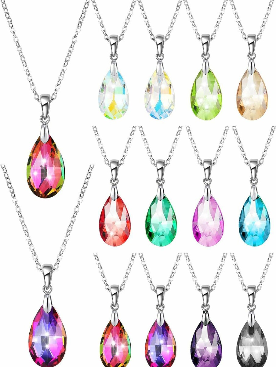 Necklaces | Hicarer Hicarer 12 Pieces Teardrop Crystal Necklace Cubic Zirconia Pendant Necklace Jewelry For Women Girls