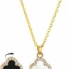 Necklaces | SHINYY Shinyy 2 Side Crystal Clover Necklace For Women 18K Gold Plated Stainless Steel Four Leaf Lucky Pendant Black & White Cubic Zirconia Jewelry For Mother And Daughter