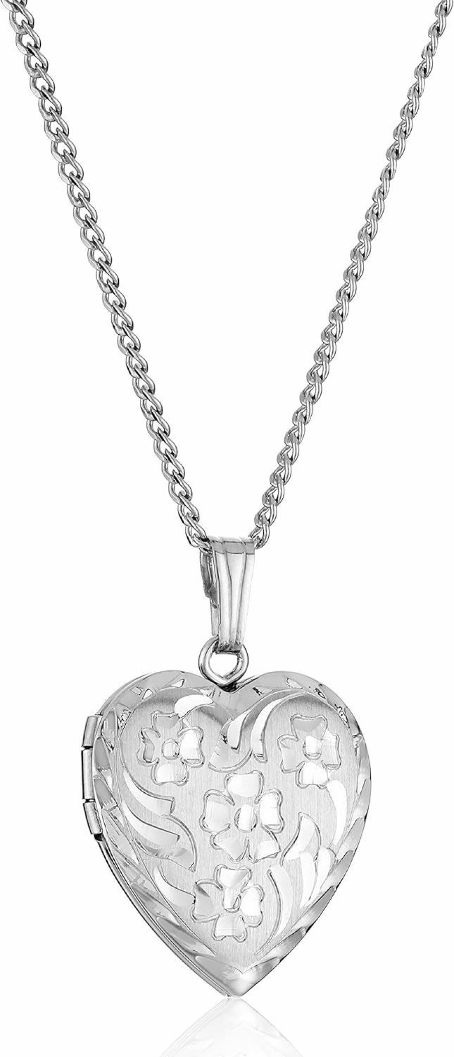 Necklaces | Amazon Essentials Amazon Essentials 14K Engraved Flowers Heart Locket Necklace, 18\" (Previously Amazon Collection)