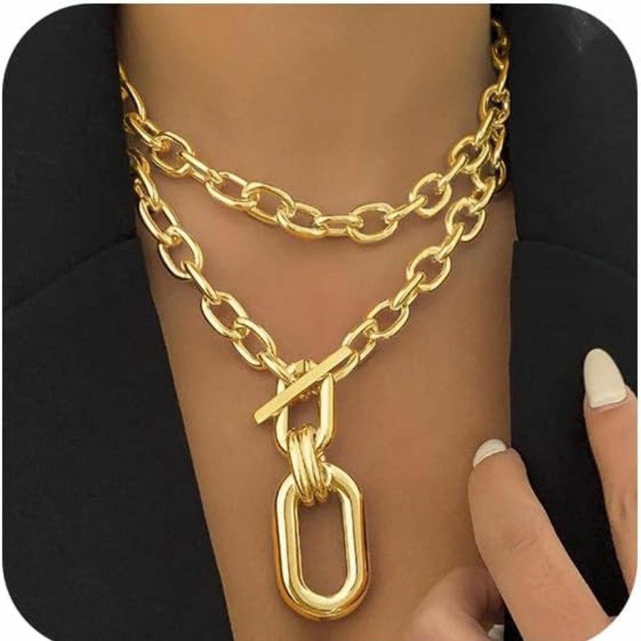 Necklaces | Jovono Jovono Chunky Choker Necklaces Gold Layered Necklace Chain Punk Thick Necklace Accessories For Women And Girls