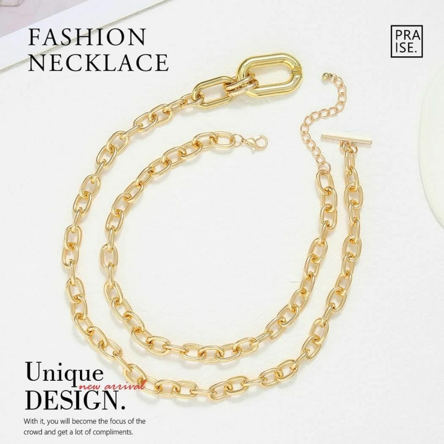 Necklaces | Jovono Jovono Chunky Choker Necklaces Gold Layered Necklace Chain Punk Thick Necklace Accessories For Women And Girls