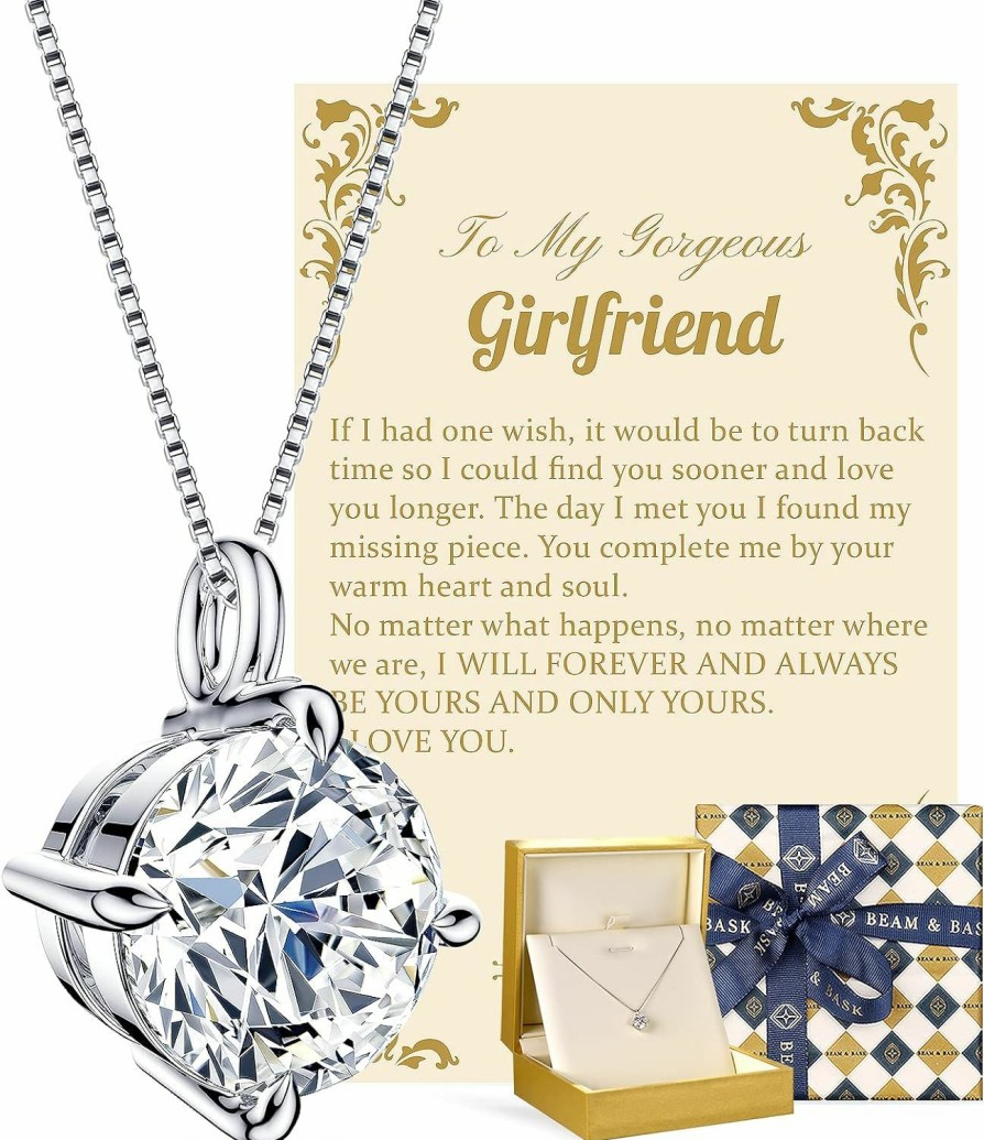 Necklaces | Beam & Bask Anniversary Romantic Gift For Her, Birthday Gifts For Wife From Husband, Moissanite Diamond Pendant Necklaces For Women, Best Jewelry Present To Girlfriend Mom Daughter For Christmas Valentines