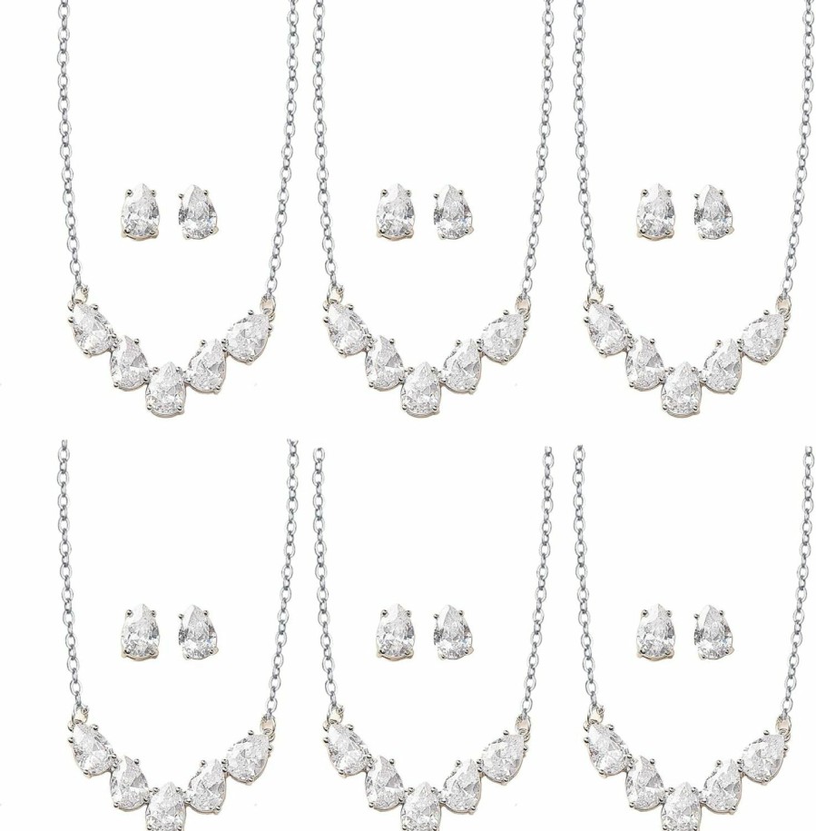 Necklaces | DHQH Dhqh Bridesmaid Necklace Earrings Set Gifts I Couldn'T Say I Do Without You Cubic Zirconia Leaf Pendant Necklace Bridesmaid Proposal Gift Set Of 4 6