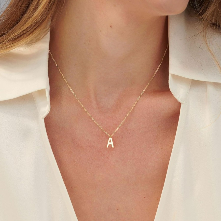 Necklaces | HANLI Hanli Initial Necklaces For Women - 14K Gold Plated Dainty Letter Necklace Simple Alphabet A-Z Necklace Personalized Monogram Name Necklace For Women Jewelry