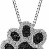 Necklaces | Amazon Essentials Amazon Essentials Sterling Silver Black And White Diamond Dog Paw Pendant Necklace (1/10 Cttw), 18\" (Previously Amazon Collection)