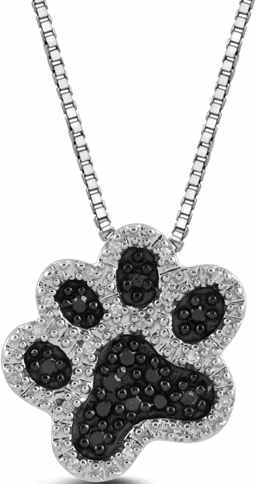 Necklaces | Amazon Essentials Amazon Essentials Sterling Silver Black And White Diamond Dog Paw Pendant Necklace (1/10 Cttw), 18\" (Previously Amazon Collection)