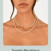 Necklaces | PAVOI Pavoi 14K Gold Plated 3Mm Simulated Diamond Tennis Necklace For Women | Tennis Chain | Chunky Long Gold Necklace For Women| Sizes 15" And 18"