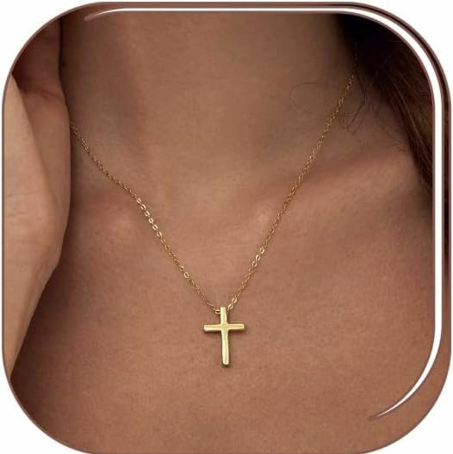 Necklaces | Luxval Luxval Cross Necklace For Women 14K Gold/Silver Plated Tiny Cross Pendant Necklace For Women Simple Layered Cross Necklaces For Women Girls