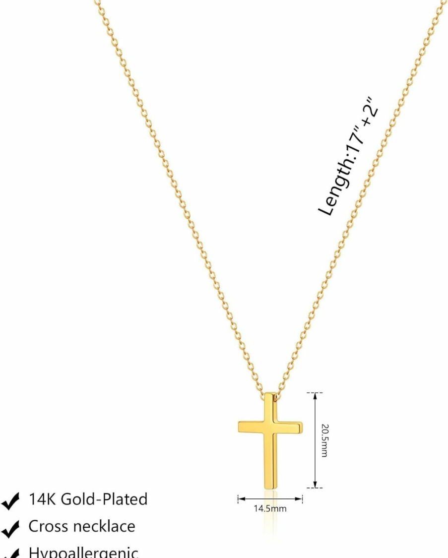 Necklaces | Luxval Luxval Cross Necklace For Women 14K Gold/Silver Plated Tiny Cross Pendant Necklace For Women Simple Layered Cross Necklaces For Women Girls