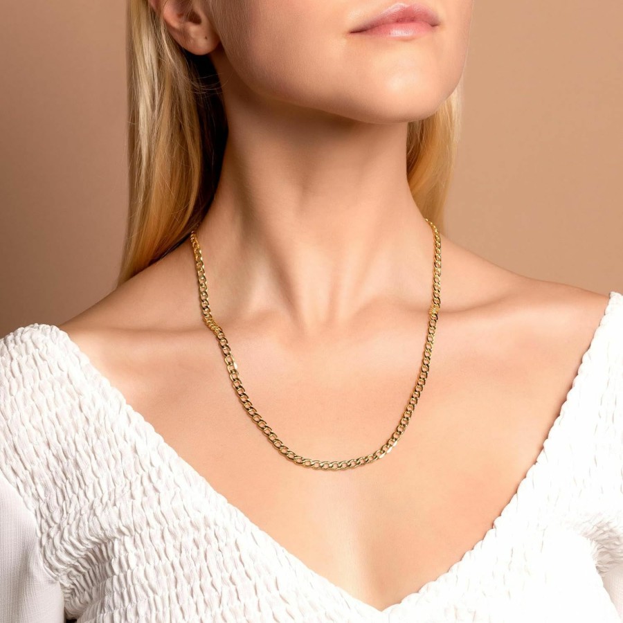 Necklaces | PORI JEWELERS Pori Jewelers 14K Yellow Gold 5Mm Cuban/Curb Chain Necklace - Made In Italy