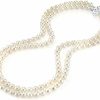 Necklaces | The Pearl Source The Pearl Source Aaa Quality Double Strand White Freshwater Cultured Pearl Necklace For Women In 18-19\" Princess Length