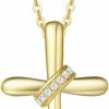 Necklaces | FANCIME Fancime 14K Solid Real Yellow Gold Faith Love Hope Crucifix Cross Necklace With 0.037Cttw Genuine White Diamond Pendant Necklaces Fine Jewelry Gift For Women Girls, 16\"+2\" Extender