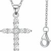 Necklaces | Aocelly Sterling Silver Cross Necklace Gold Plated,5A Cz Diamond Infinite Elements,18\"+2\" Silver Chain,Classic Cross Faith Jewelry Gifts For Daughter Wife