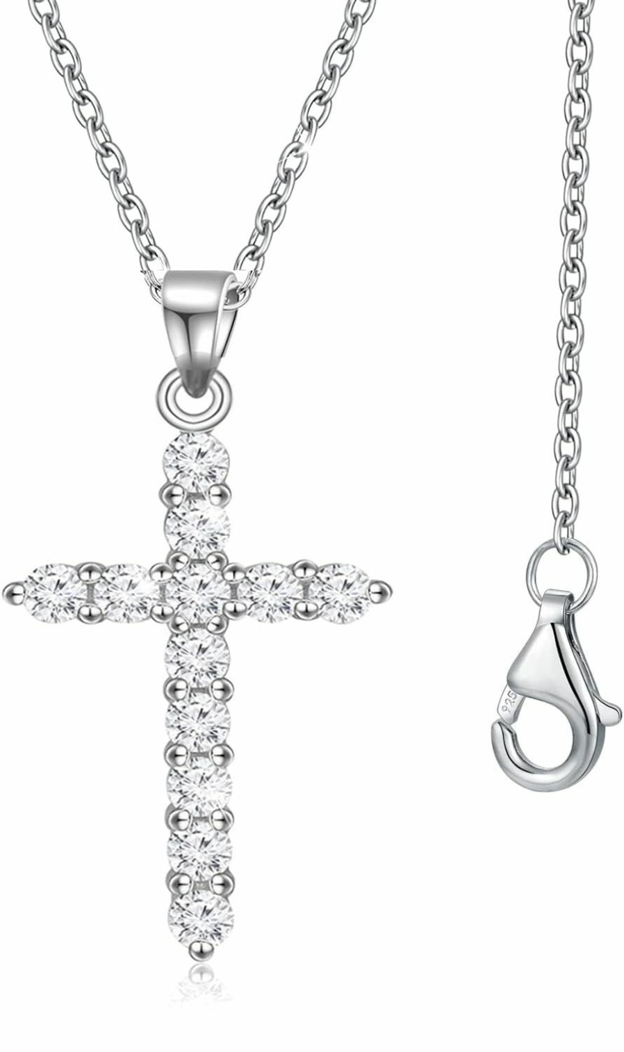 Necklaces | Aocelly Sterling Silver Cross Necklace Gold Plated,5A Cz Diamond Infinite Elements,18\"+2\" Silver Chain,Classic Cross Faith Jewelry Gifts For Daughter Wife