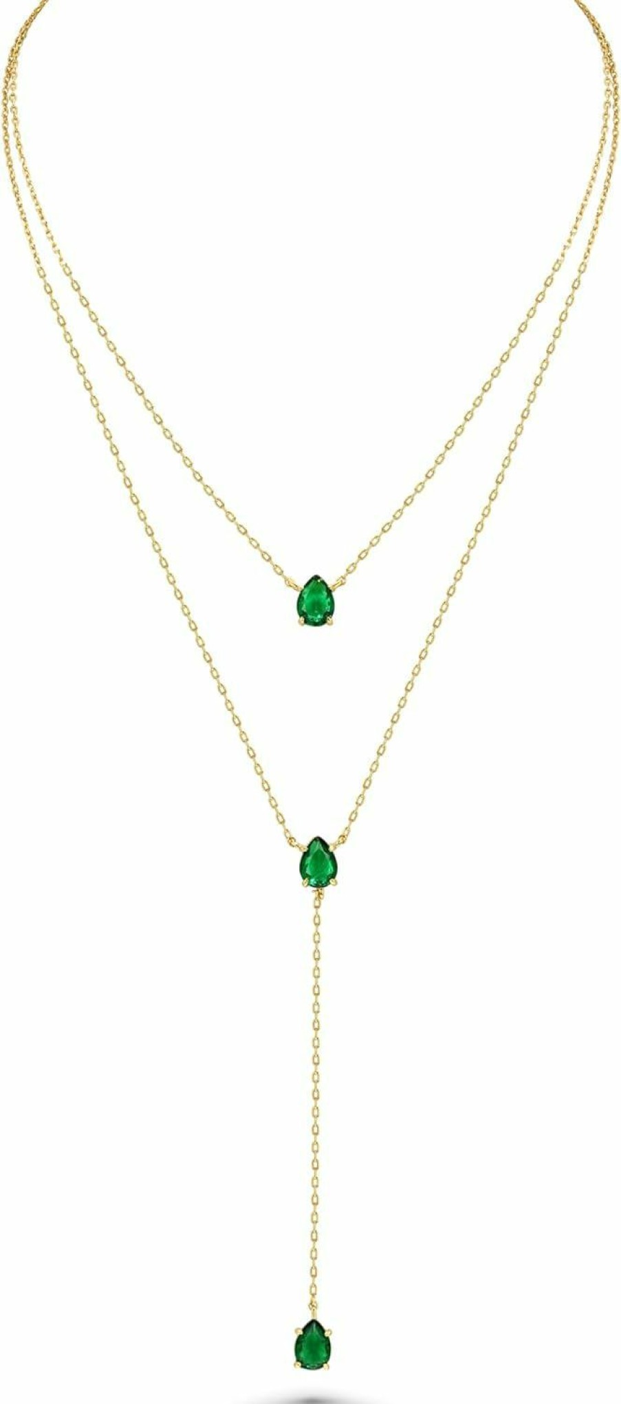 Necklaces | SNGIA Sngia Long 18K Gold Plated Layered Emerald Pendant Necklace For Women Girls, Dainty Birthstone Necklace, Statement Necklace Jewelry Gifts.