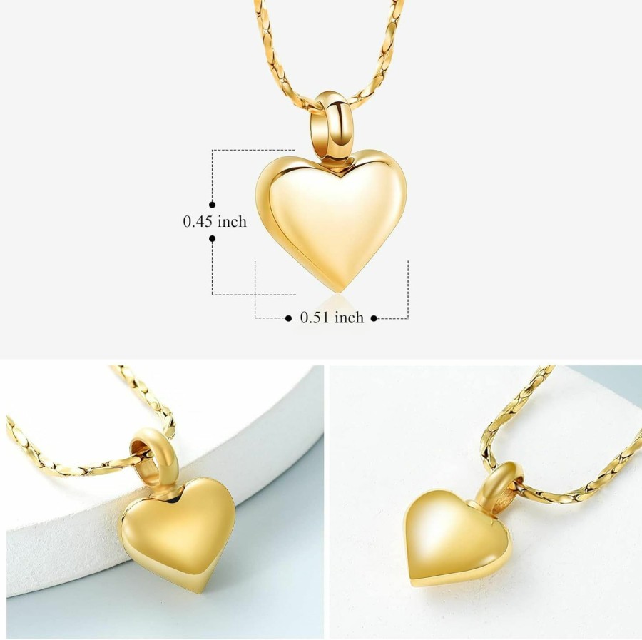 Necklaces | Imrsanl Imrsanl Small Heart Cremation Urn Necklace For Ashes Stainless Steel Memorial Ash Pendant Keepsake Jewelry