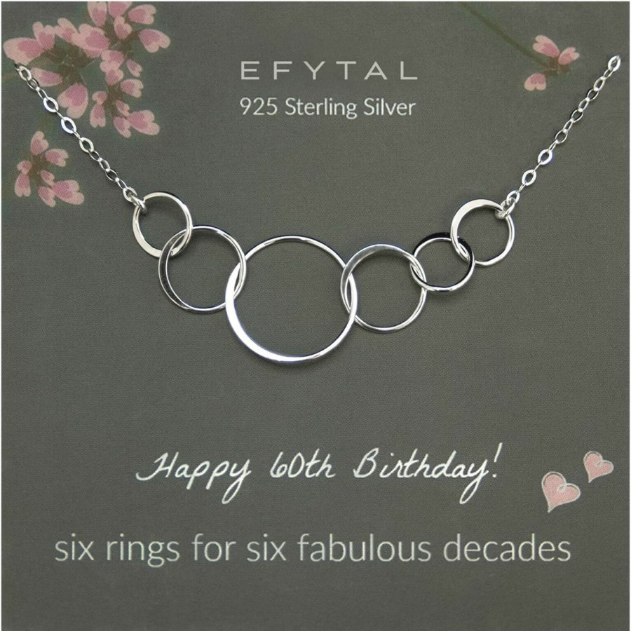 Necklaces | EFYTAL Efytal 60Th Birthday Gifts For Women, Sterling Silver Six Circle Necklace For Her, Gifts For 60 Year Old Woman, 60Th Birthday Necklace, Birthday Gifts For Women Turning 60, 60Th Birthday Gift Ideas