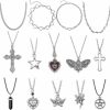 Necklaces | LIRUNQIN Lirunqin 14 Pcs Grunge Goth Necklace Set Y2K Grunge Jewelry Gothic Cross Y2K Star Emo Accessories Y2K Jewelry Set For Women Men