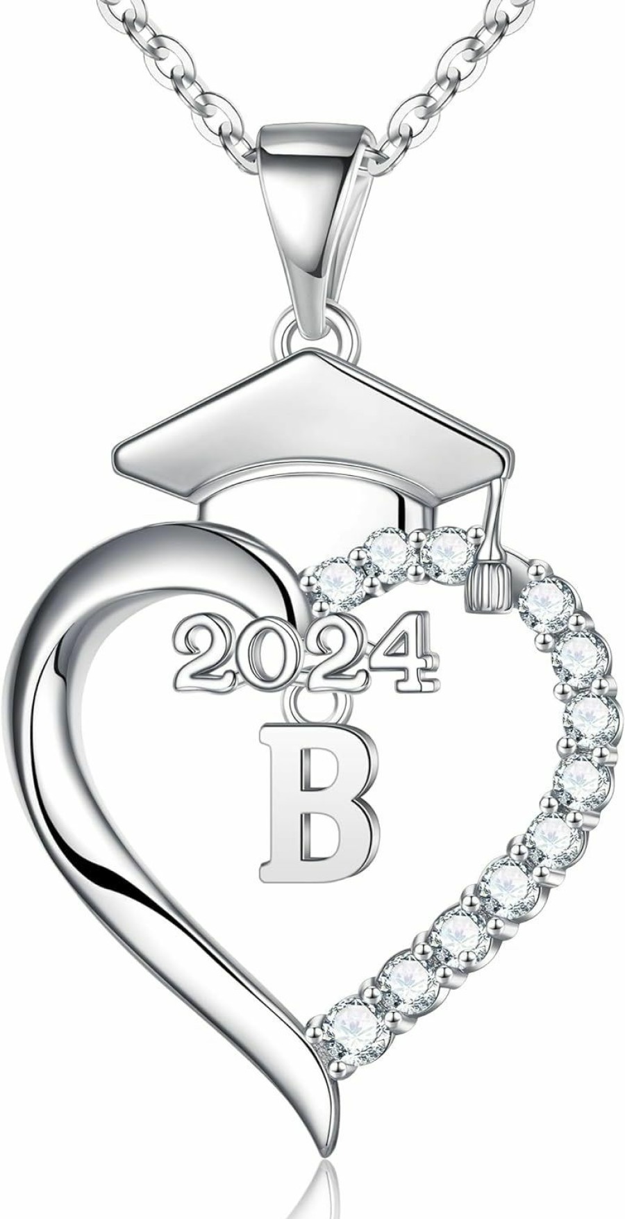 Necklaces | Turandoss Turandoss Graduation Gifts For Her, S925 Sterling Silver Cz Class Of 2024 Graduation Necklace Graduation Cap Pendant Necklace Heart Initial Necklace College High School Graduation Gifts For Her 2024