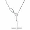 Necklaces | FANCIME Fancime Infinity Cross Pendant Y Necklace Lariat Drop Style 925 Sterling Silver High Polished Adjustable Choker Pendant Necklace Jewelry Easter Gift For Women Girls, 18\"