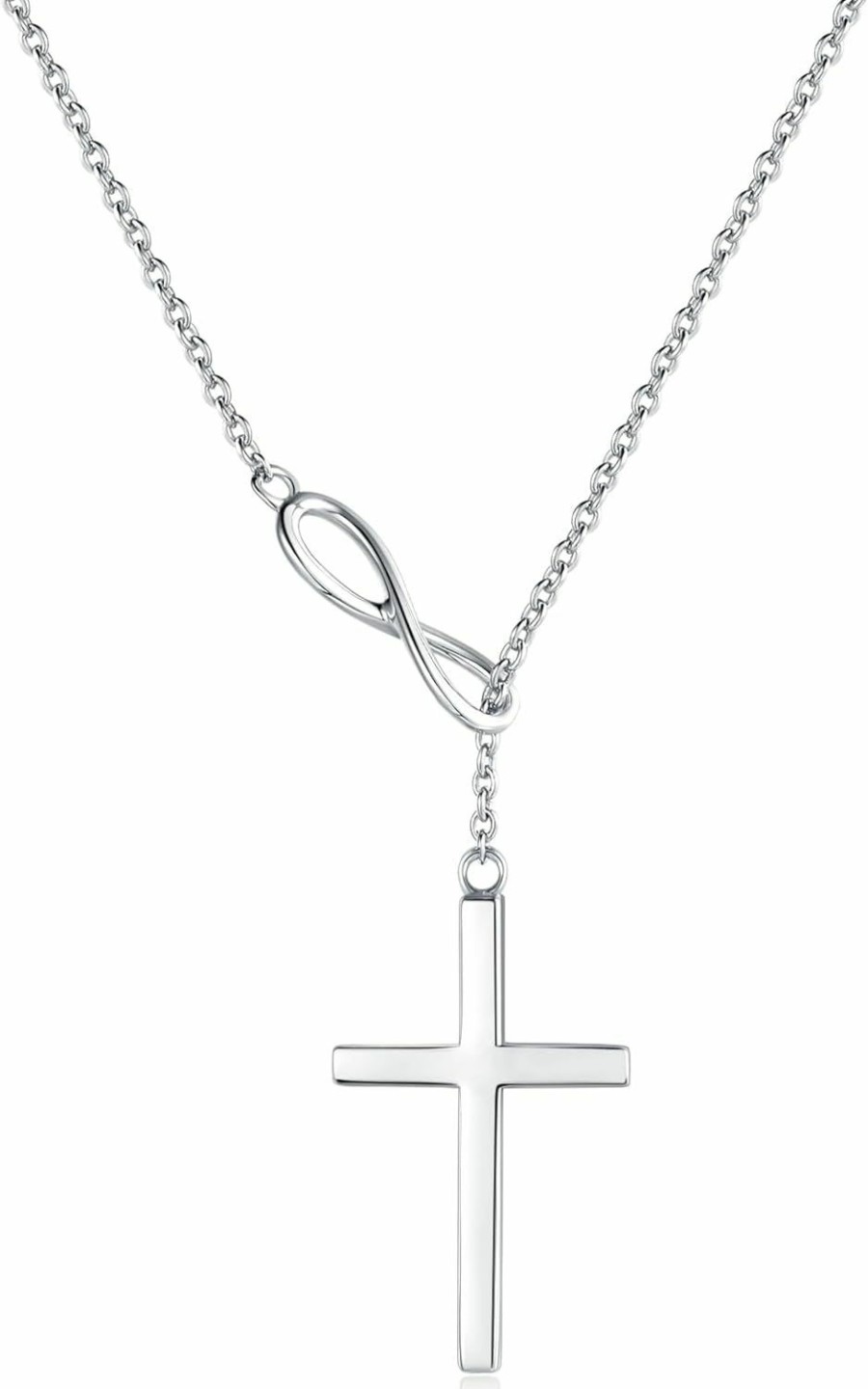 Necklaces | FANCIME Fancime Infinity Cross Pendant Y Necklace Lariat Drop Style 925 Sterling Silver High Polished Adjustable Choker Pendant Necklace Jewelry Easter Gift For Women Girls, 18\"