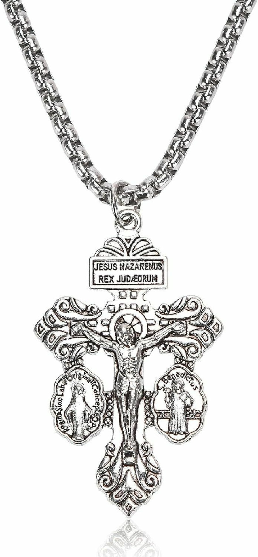 Necklaces | BigPig Pardon Crucifix Necklace With St Benedict And Milagrosa Medal,Cruz Del Perdon Catolica,Crucifijo Del Perdon,Rosarios Catolicos Regalos Cristianos Para Hombre Y Mujer Mama Papa Abuela Suegra Tia Gift