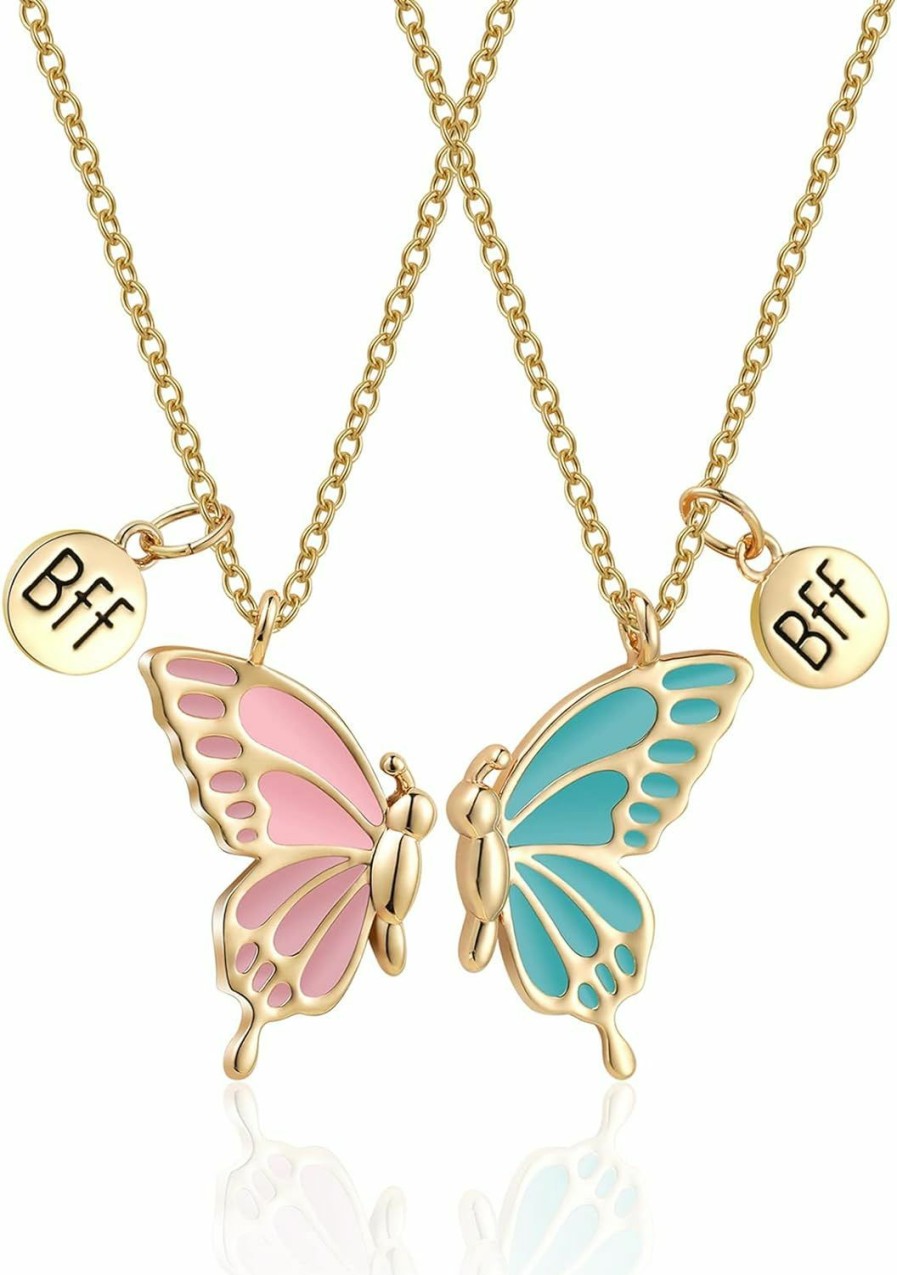 Necklaces | WEDDINEN Weddinen Cute Butterfly Bff Necklaces For 2, Enamel Butterfly Friendship Necklace For Teen Girls Women Best Friend Birthday Gift