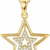 Necklaces | ELFRONT Elfront 14K Solid Gold Star Necklace For Women Real 14K Yellow Gold Star Pendant Necklace Jewelry Gifts For Women