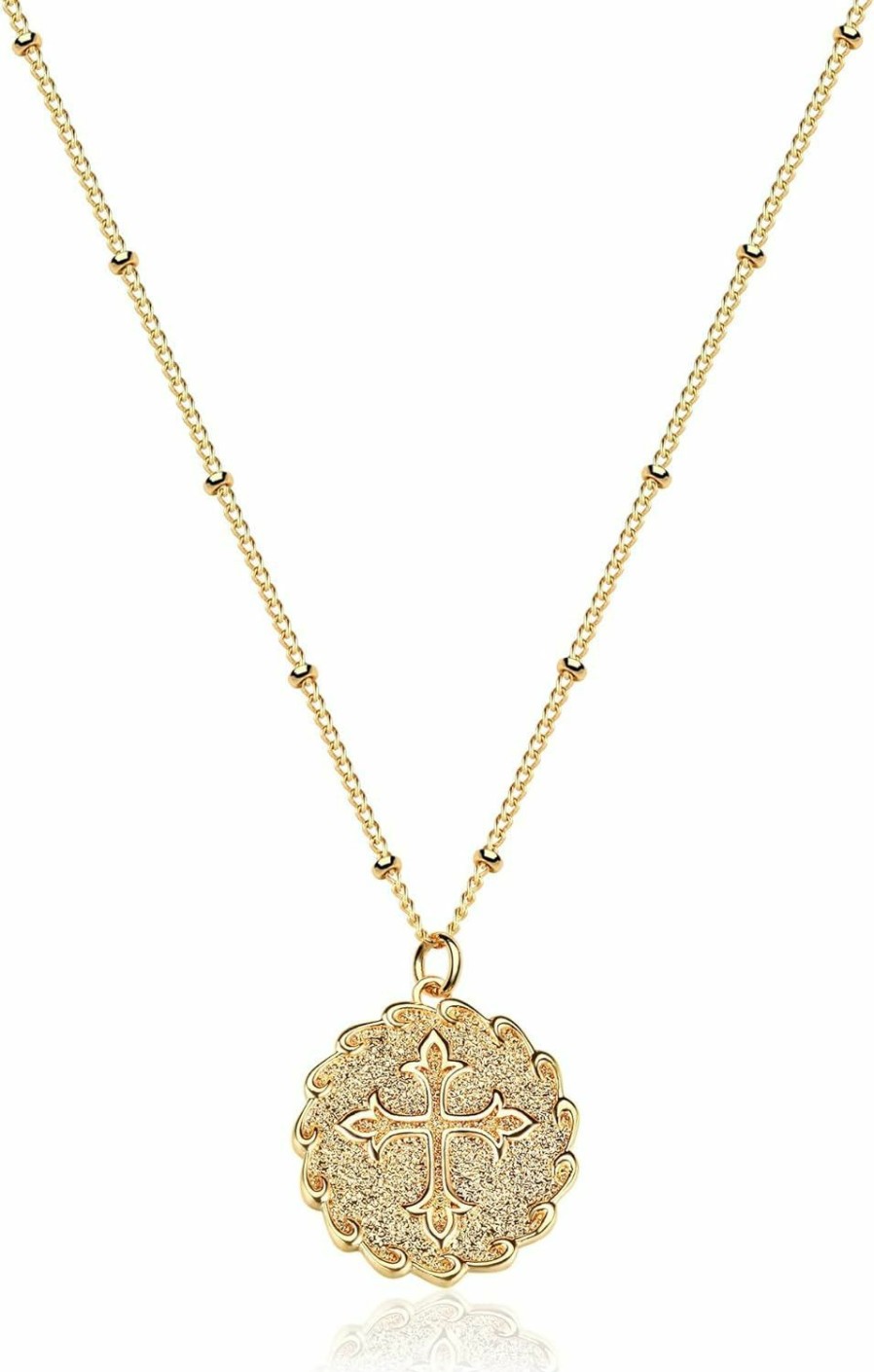 Necklaces | VACRONA Vacrona Coin Necklace 18K Gold Plated Vintage Textured Medallion Coin Pendant Round Circle Disk Dainty Necklace For Women