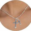 Necklaces | BERISO Beriso Cross Necklace 14K Gold/Silver Plated Double Cross Pendant Necklace Dainty Diamond Cross Charm Link Chain Choker Delicate Faith Jewelry Religious Gifts For Women Teen Girls Men Boys