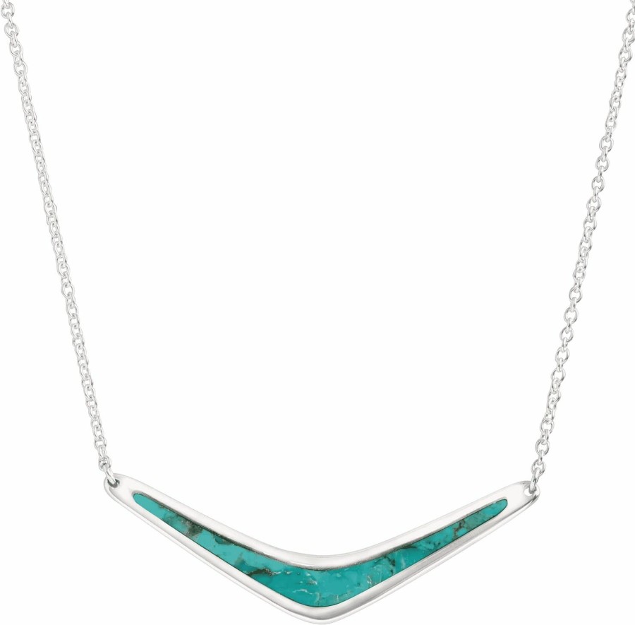 Necklaces | Silpada Silpada 'Reversible Boomerang' Compressed Turquoise Necklace In Sterling Silver, 16\" + 2\"