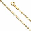 Necklaces | The World Jewelry Center The World Jewelry Center 14K Real Tri Color Gold Solid 2Mm Flat Star Diamond Cut Chain Necklace With Spring Ring Clasp