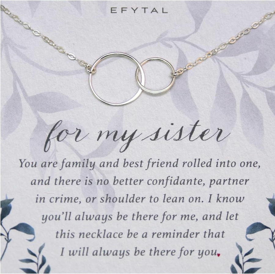 Necklaces | EFYTAL Efytal Sister Necklaces, 925 Sterling Silver 2 Circle Necklace For Women, Sister Necklace Gifts From Sister, Gifts For Sisters From Sisters, Sister Birthday Gifts From Sister