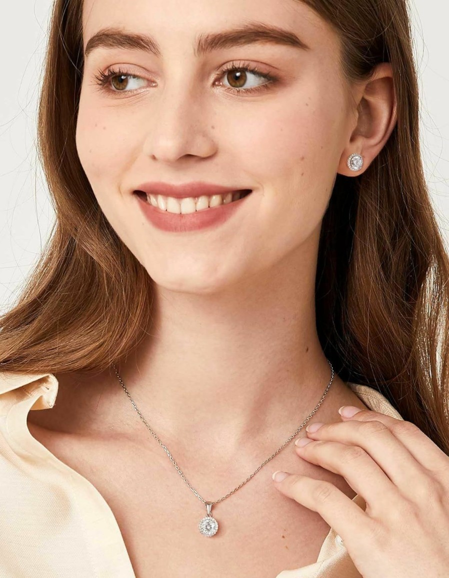 Necklaces | MomentWish Momentwish Necklace For Women,Birthday Gifts For Women Anniversary Wedding Gifts, 1Carat Moissanite Jewelry Simulated Diamond Pendant 925 Sterling Silver Halo Necklace