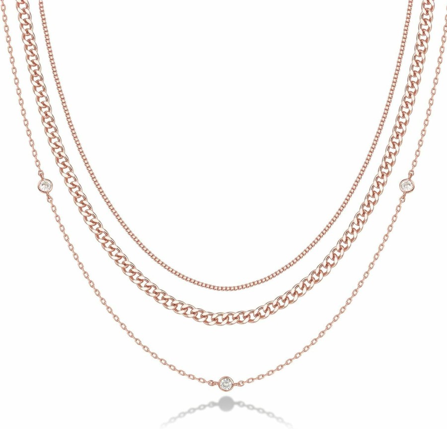 Necklaces | PAVOI Pavoi 14K Gold Plated Dainty Layering Necklaces For Women | Snake Chain, Curb Link, Paperclip Layered Chains | Trendy Layering Necklace