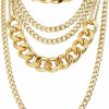 Necklaces | CSIYANJRY99 Csiyanjry99 Chunky Gold Necklaces For Women,Multilayer Punk 80S Hip Hop Necklace,Layered Cuban Link Chain Statement Necklace 90S Freaknik Outfit Accessories For Women