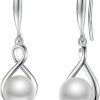 Necklaces | FANCIME Fancime Pearl Necklace Earrings 925 Sterling Silver Infinity Pearl Necklace Dangle Earrings With Genuine Quality 9-10Mm/8-8.5Mm Freshwater Cultured Pearls Fine Pearl Jewelry For Women