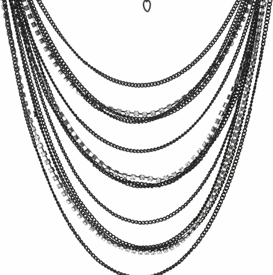 Necklaces | COOLSTEELANDBEYOND Coolsteelandbeyond Waterfall Multi-Strand Chains Statement Collar Necklace With Rhinestones Chains, Dress