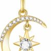 Necklaces | SISGEM Sisgem 14K Gold Moon Necklace For Women, Real Gold Moon And North Star Pendant With Chain, Jewelry Gifts For Her, 16+1+1 Inch