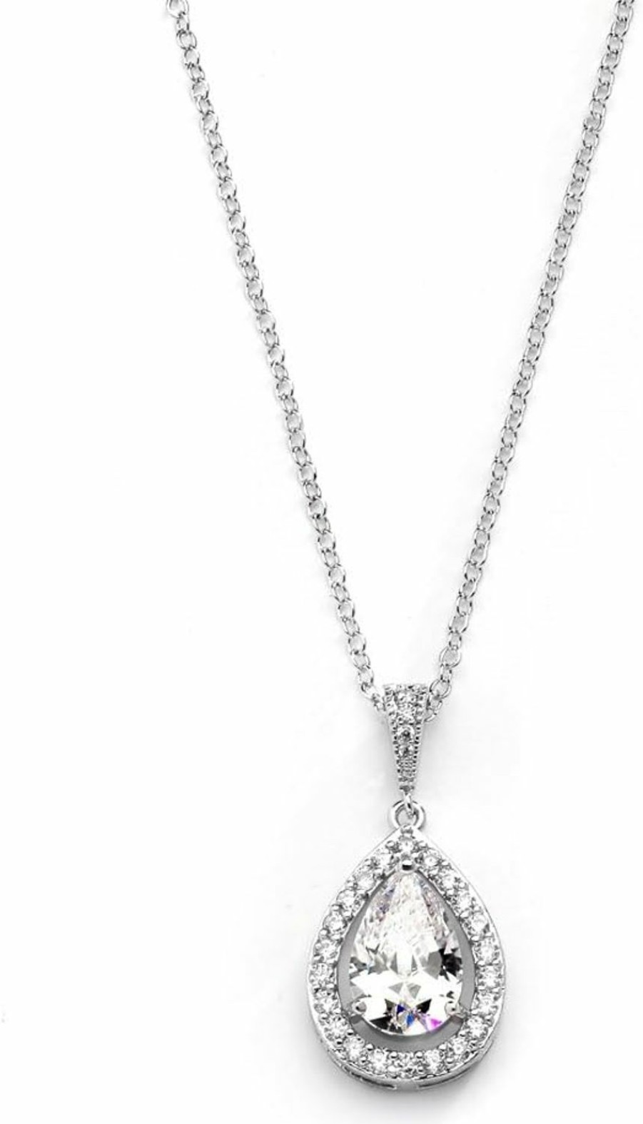 Necklaces | Mariell Mariell Cubic Zirconia Crystal Bridal Necklace, Teardrop Pendant, Prom Wedding Jewelry Gift For Women