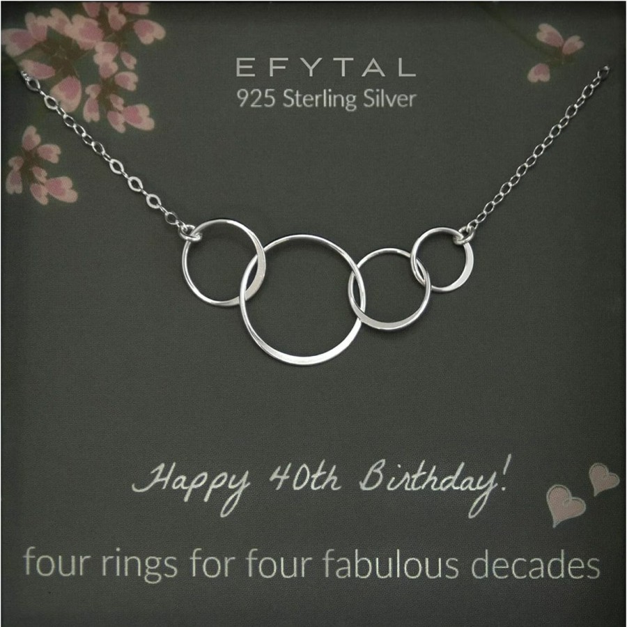 Necklaces | EFYTAL Efytal 40Th Birthday Gifts Women, Sterling Silver Four Circle Necklace, Gift For 40 Year Old Woman Birthday, Womens 40Th Birthday Gifts Ideas, 40Th Birthday Necklace For Women, 40Th Bday Gifts Women