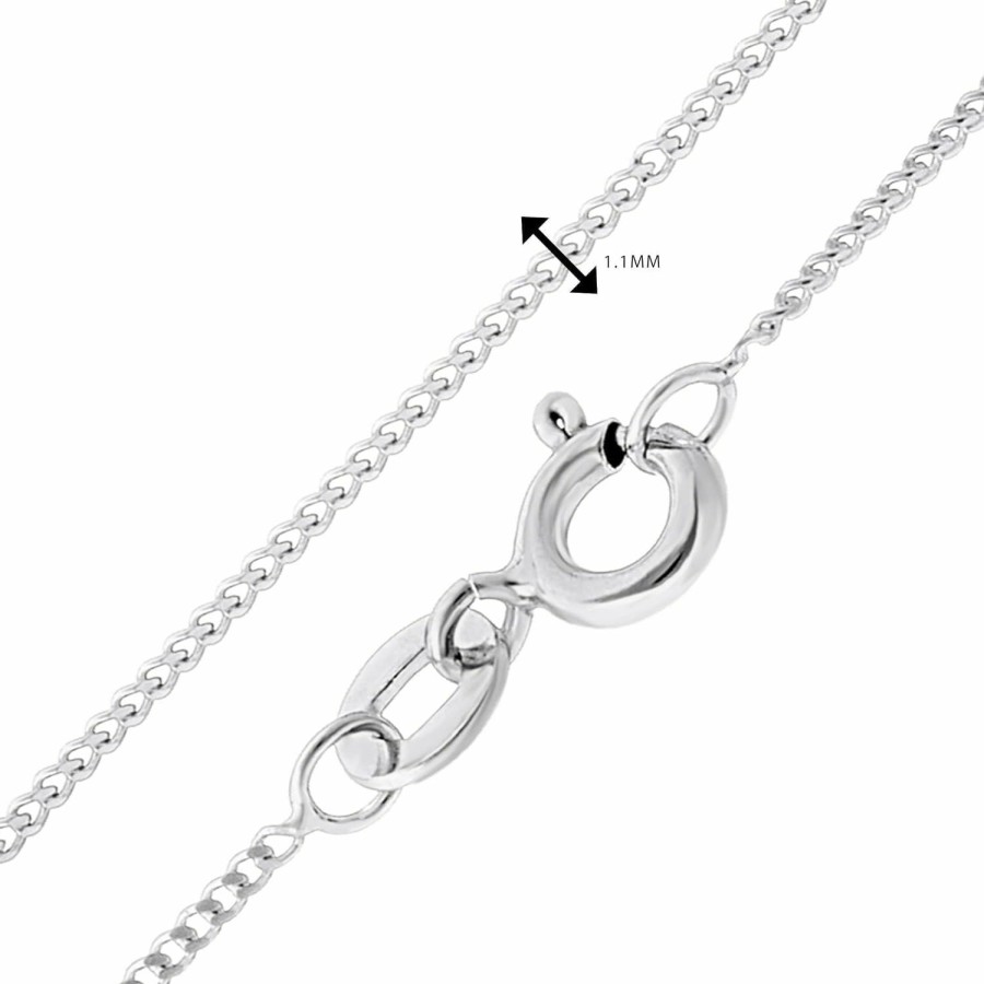 Necklaces | Aeon Aeon Jewellery 925 Sterling Silver Necklace - 1Mm Diamond Cut Curb Chain Necklace | Choose From 16\" -30\" Chain | For Layered Looks, Gifts Or Pendant Replacements | With Polishing Cloth & Pouch Bag