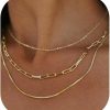 Necklaces | Voduim Voduim Gold Necklace For Women, 14K Gold Plated Choker Dainty Layered Necklaces, Silver Necklace For Women 14K White Gold Plated Dainty Layered Necklaces