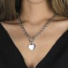 Necklaces | Avanlin Avanlin Heart Toggle Necklace Silver Stainless Steel Pendant Choker Charm Necklaces Cable Chain Jewelry For Women Girls