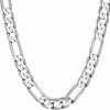 Necklaces | LIFETIME JEWELRY Lifetime Jewelry 7Mm Figaro Chain Necklace Diamond Cut 24K Real Gold Plated